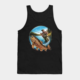 Cool Fishing For Men Women Fisherman Bass Trout Fish Hunting Tank Top